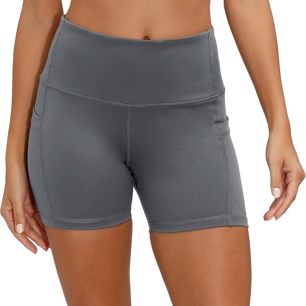Reebok Women's Gray High-Waisted Shorts - Picture 2 of 5